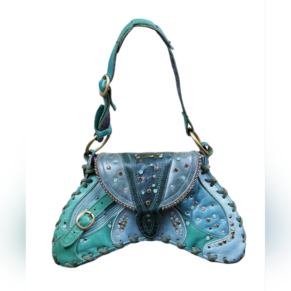 Stylish Blue and Green Women's Bag